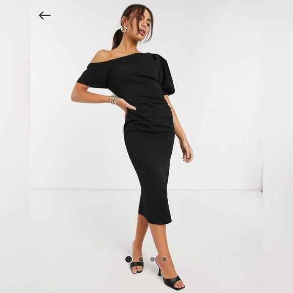 asos black puff sleeve dress Heiress Beverly Hills exclusive sweetheart neckline satin puff sleeve – ASOS  Sample Sale